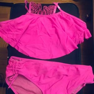 Girls Bikini👙Hot pink, lace butterfly detail